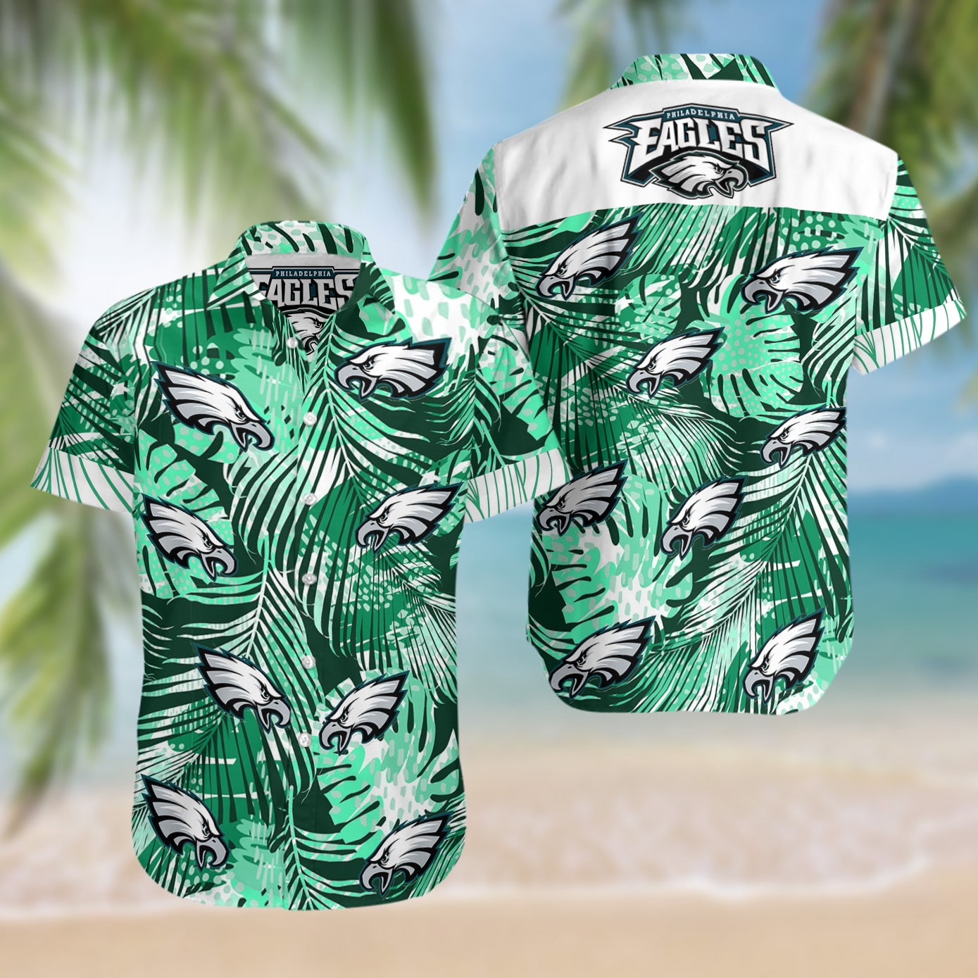 Philadelphia Eagles Button-Down Shirts Hawaiian Beach Shirts