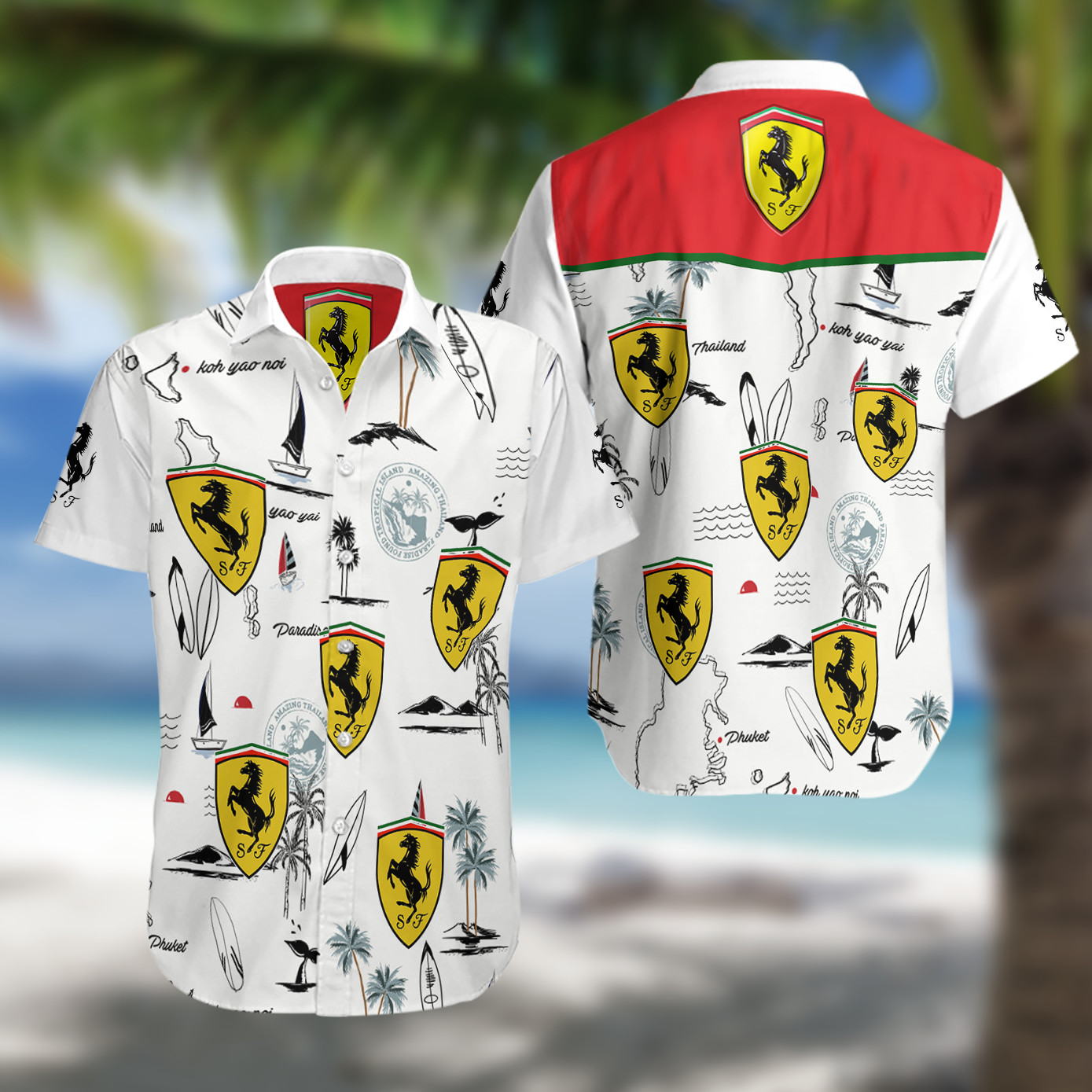 Racing Car Scuderia Ferrari F1 Logo 2 Combo Hawaiian Shirt And Short For  Men And Women - Banantees