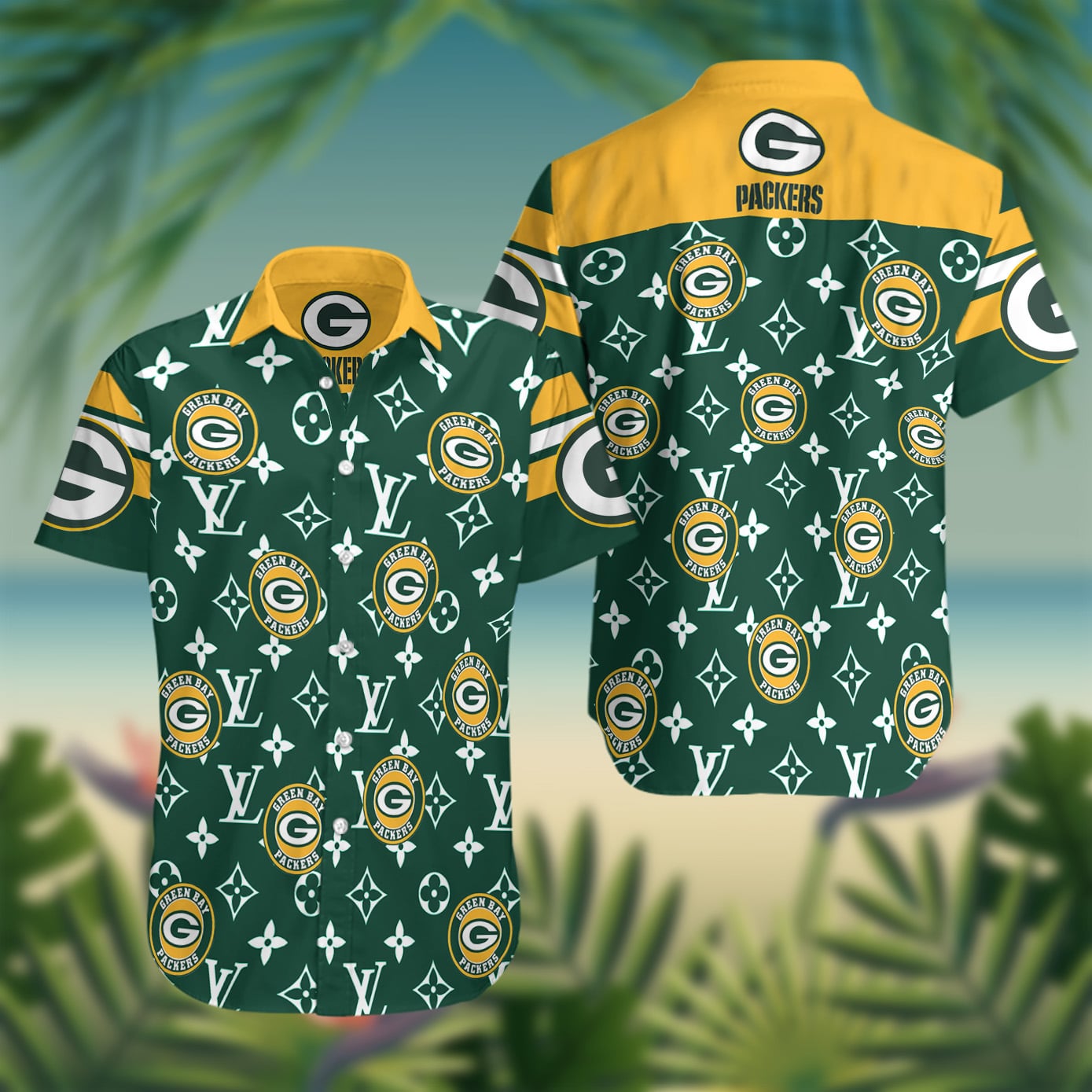Green Bay Packers HAWAIIAN SHIRTS ETE VACANCES PLAGE manches courtes 3D T-shirts